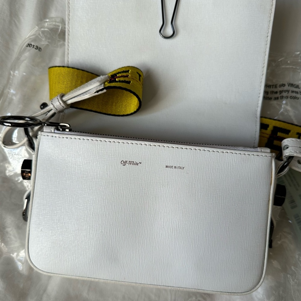 Off-White Diagonal Mini Flap Crossbody Bag Black White Binder Clip - Picture 5 of 12